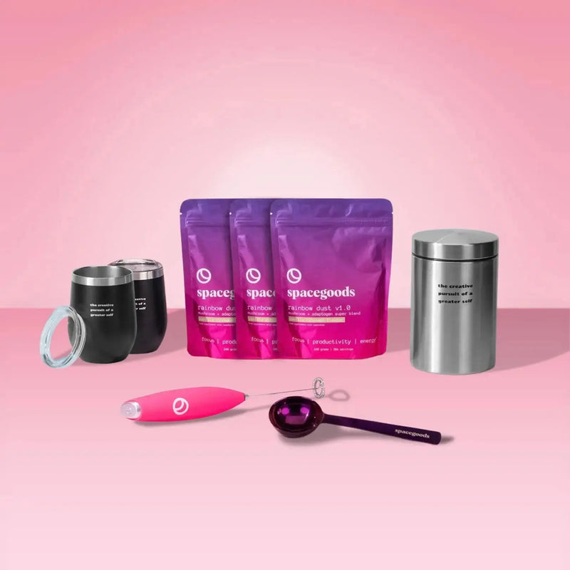 Spacegoods Rainbow Dust Premium Starter Kit Mushroom Coffee, Powder